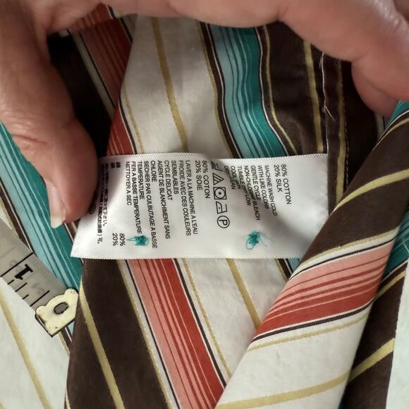 Tommy Bahama Cabana Lanes Brew Stripe Silk Blend L/S Button Down Shirt LARGE - Picture 6 of 8